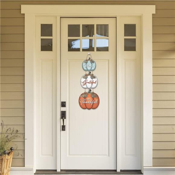 3 Pieces Pumpkin Decor Grateful‎ Thankful Blessed Wall Signs,Rustic Hanging - Picture 2 of 8